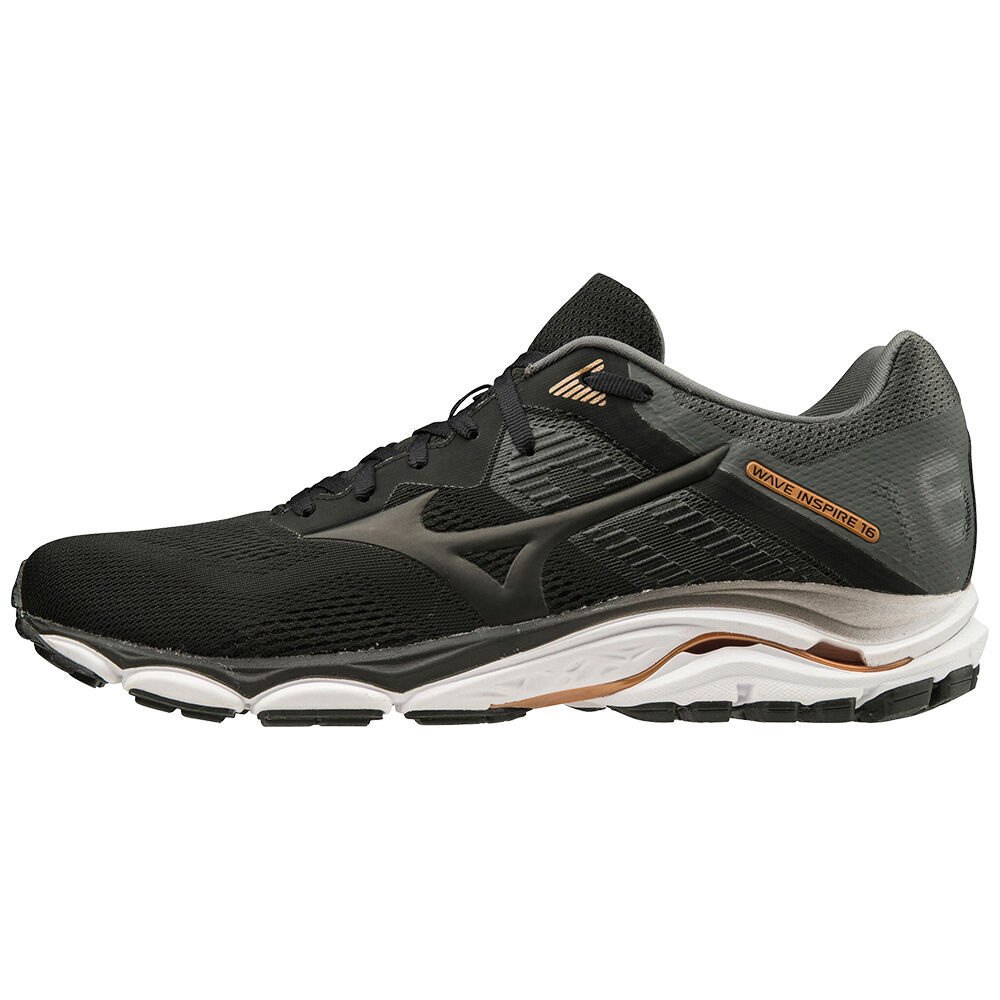 Mens Mizuno Wave Inspire 16 2E Running Shoes Black/Grey Philippines (HIQGXK957)